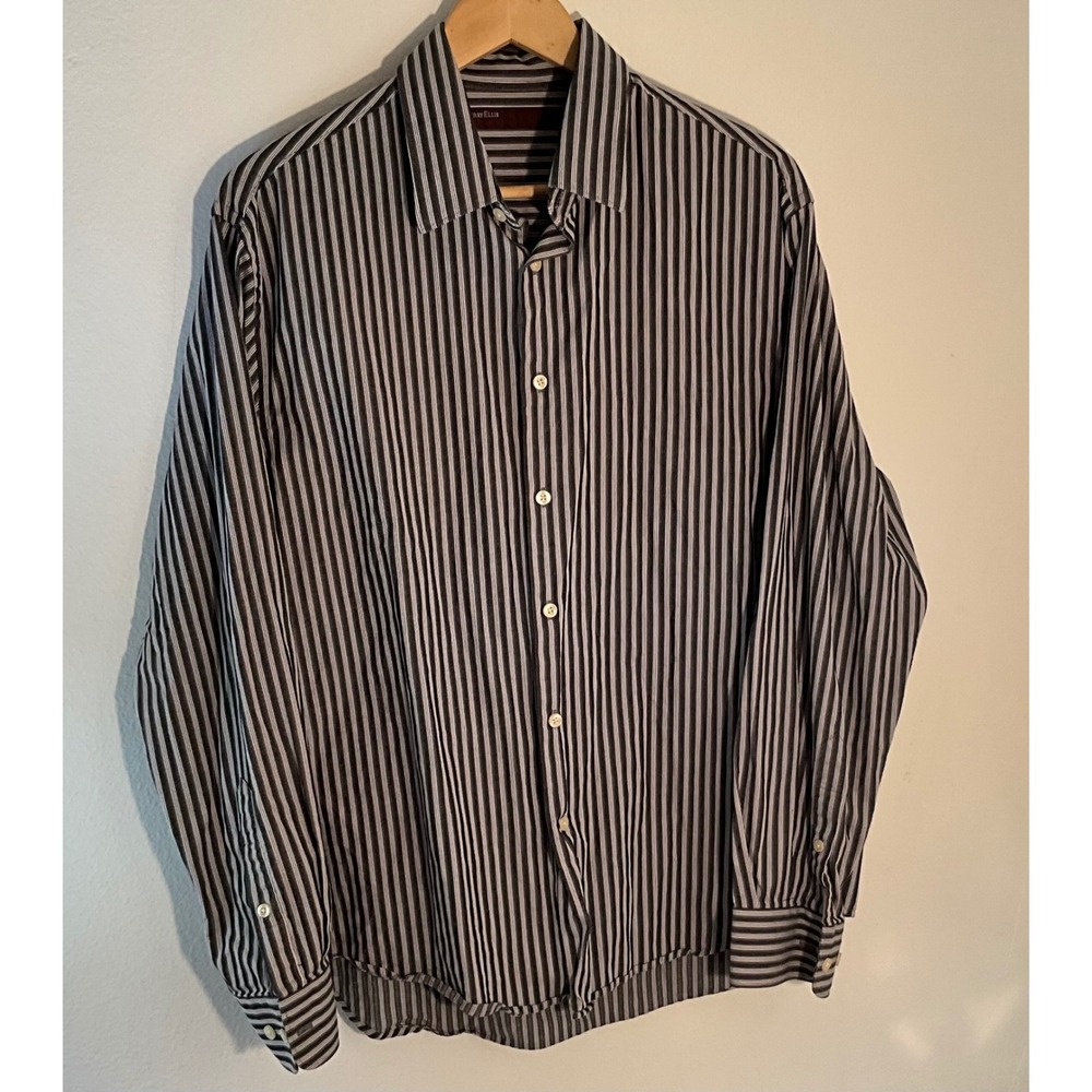 Perry Ellis Mens Striped Long Sleeve Button Down‎ Shirt XL